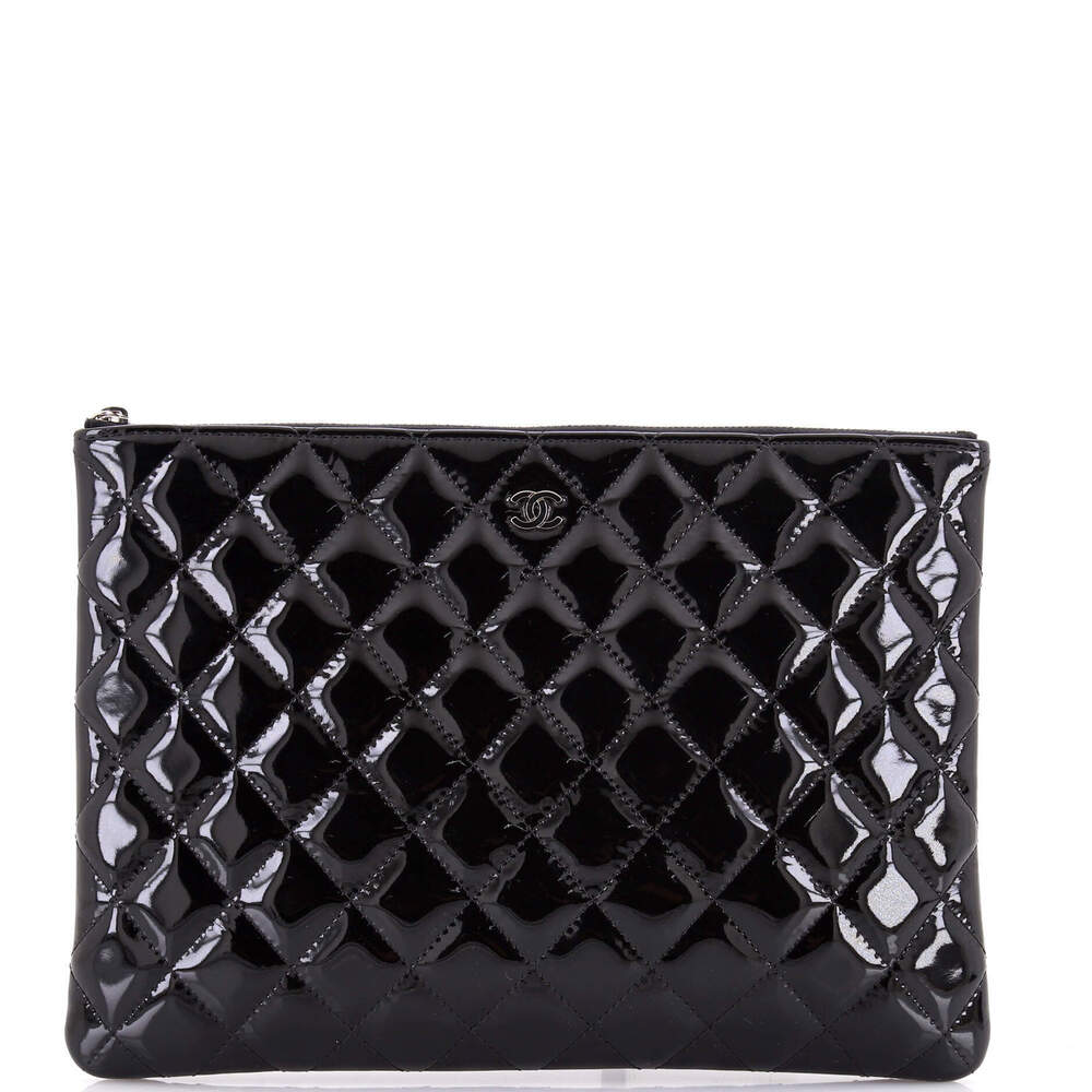 Chanel Medium O Case Clutch Quilted Patent